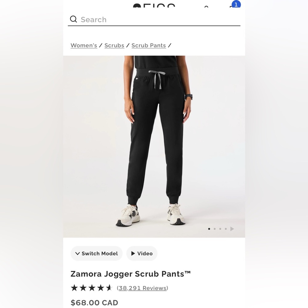 Figs Zamora Jogger Scrub Pant. Black. Size XS. Like new.